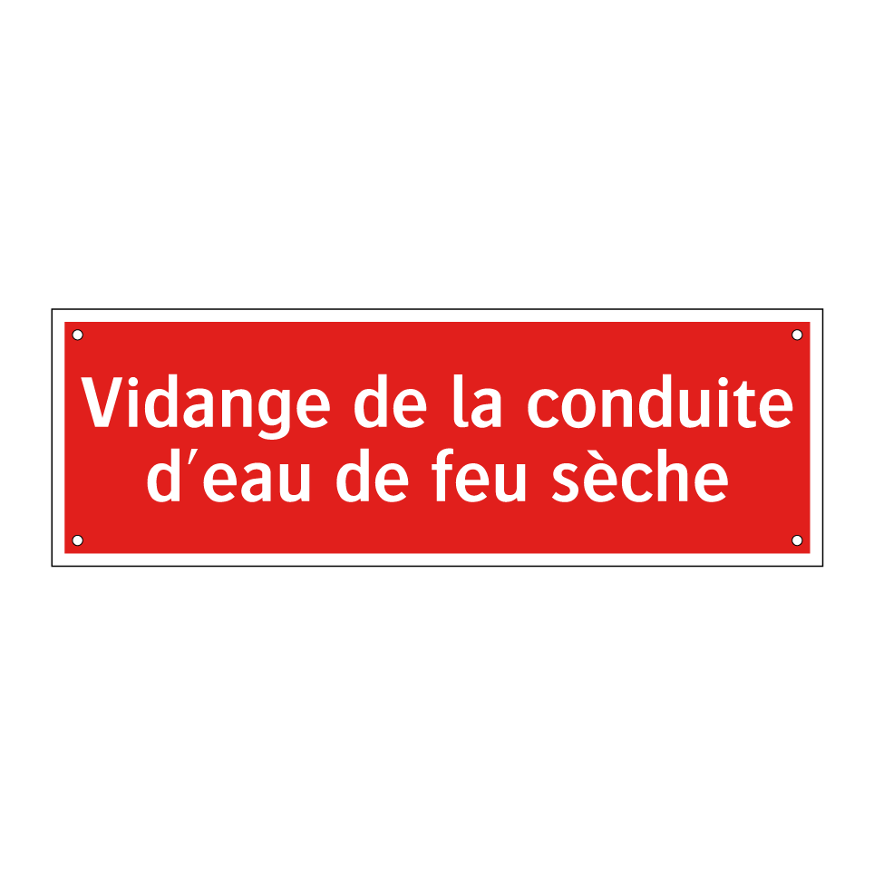 Vidange de la conduite d'eau de feu sèche