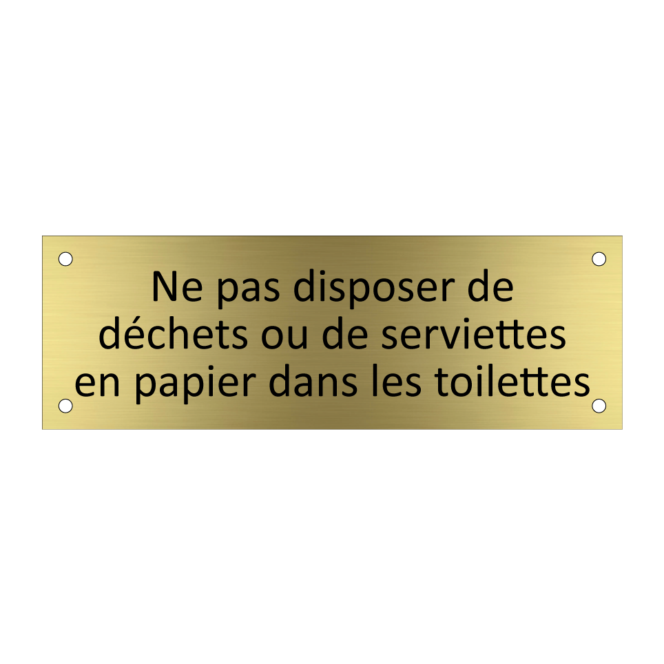 Ne pas disposer de déchets ou de serviettes en papier dans les toilettes