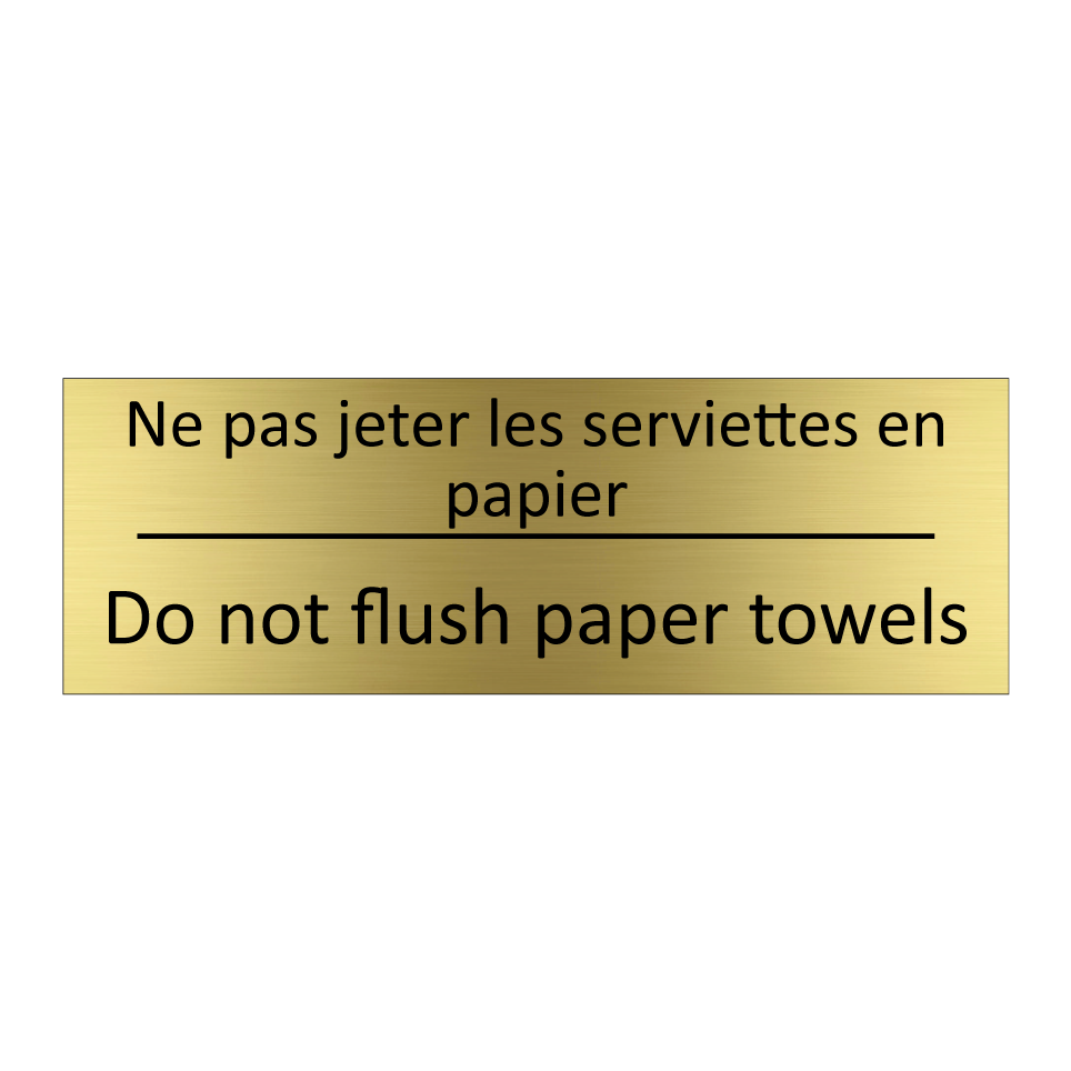Ne pas jeter les serviettes en /.../ - Do not flush paper towels
