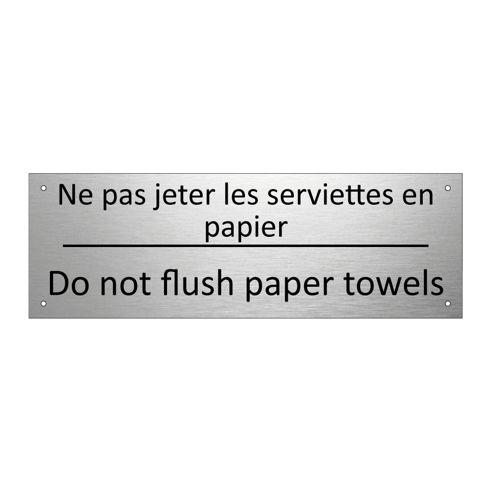 Ne pas jeter les serviettes en /.../ - Do not flush paper towels