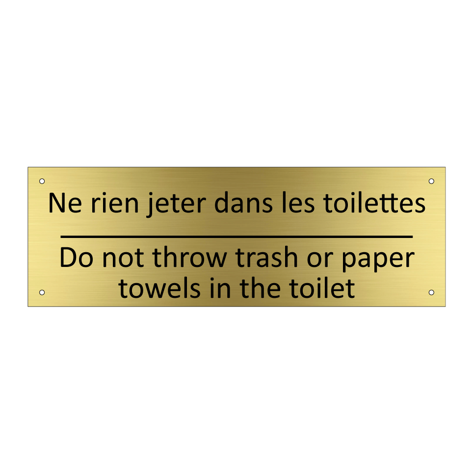 Ne rien jeter dans les toilettes /.../ - Do not throw trash or paper towels /.../