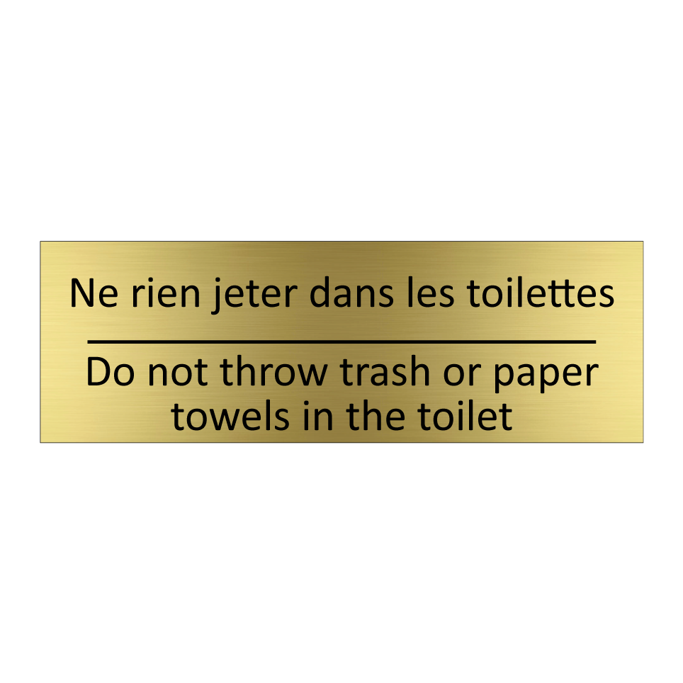 Ne rien jeter dans les toilettes /.../ - Do not throw trash or paper towels /.../