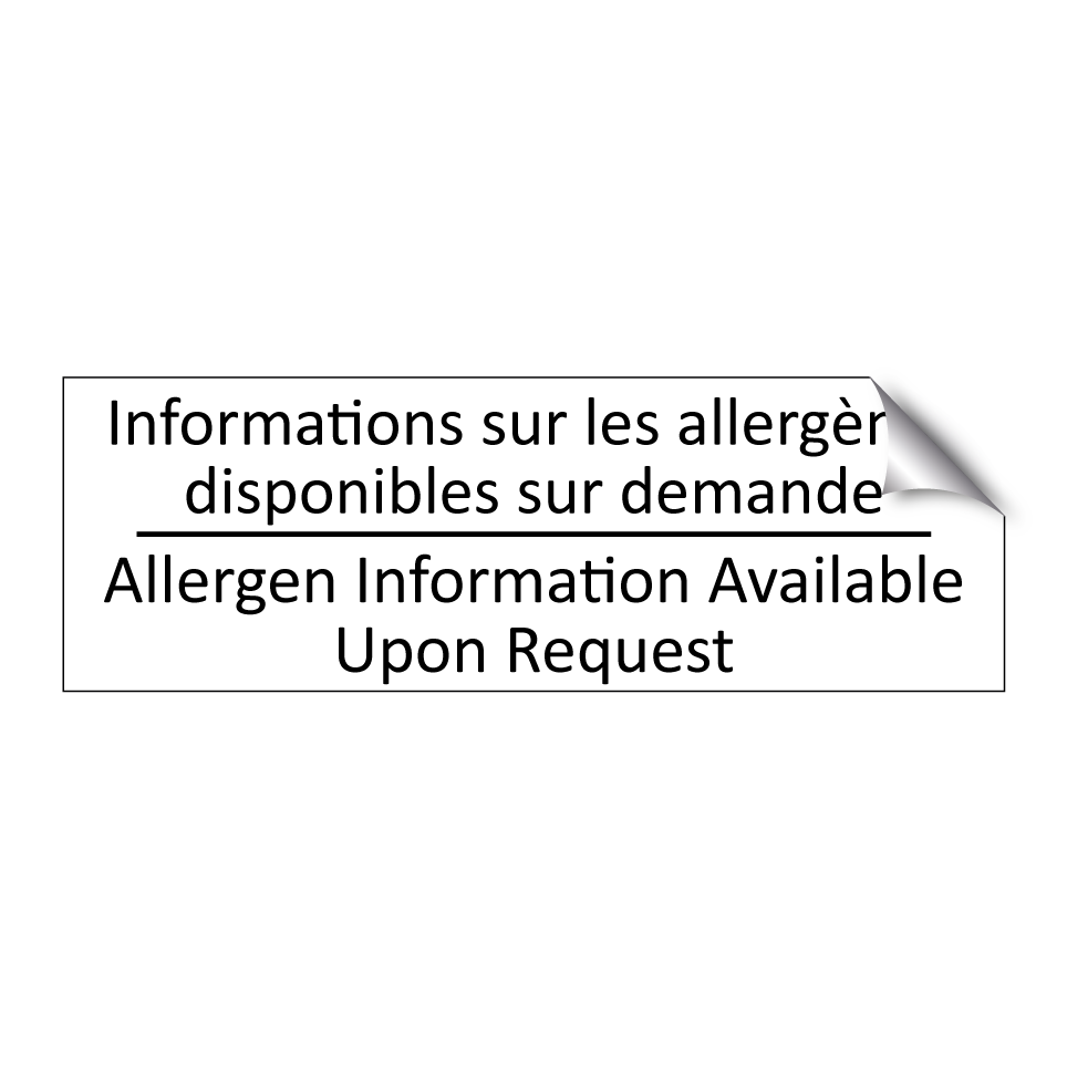 Informations sur les allergènes /.../ - Allergen Information Available /.../