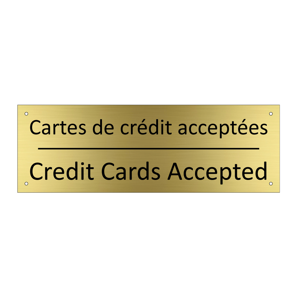 Cartes de crédit acceptées - Credit Cards Accepted