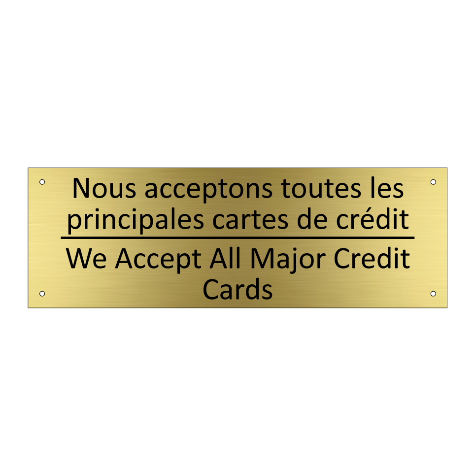 Nous acceptons toutes les principales /.../ - We Accept All Major Credit Cards /.../