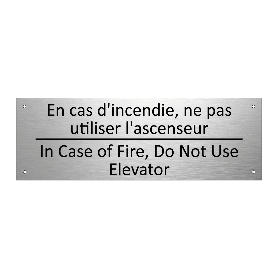 En cas d'incendie, ne pas utiliser /.../ - In Case of Fire, Do Not Use Elevator /.../