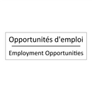 Opportunités d'emploi - Employment Opportunities