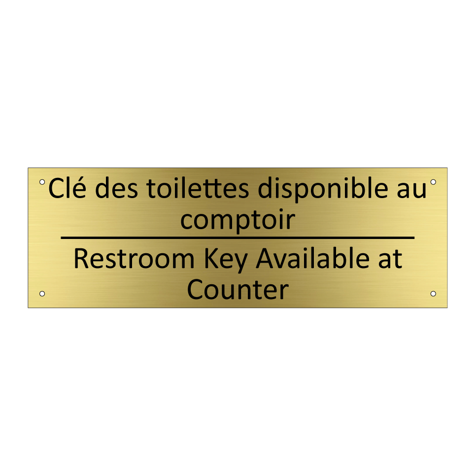 Clé des toilettes disponible au /.../ - Restroom Key Available at Counter /.../