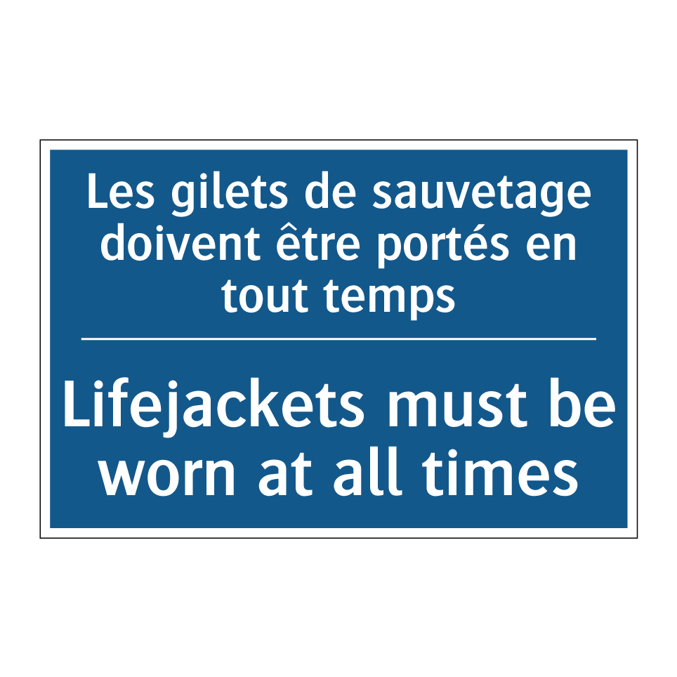 Les gilets de sauvetage doivent /.../ - Lifejackets must be worn at all /.../
