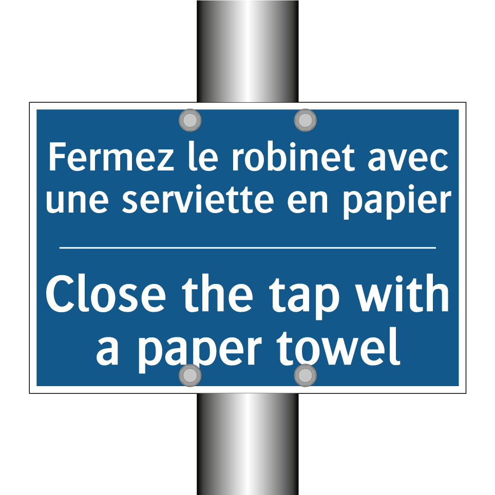 Fermez le robinet avec une serviette /.../ - Close the tap with a paper towel /.../