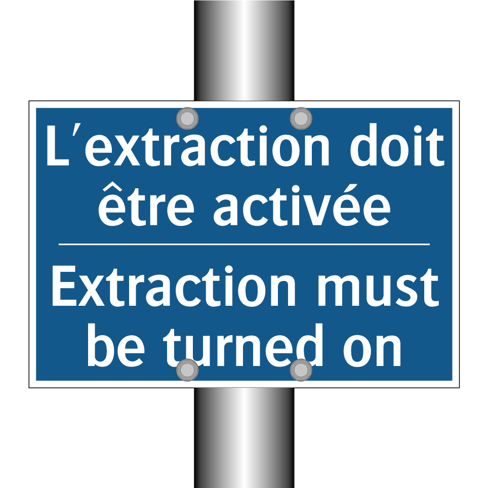 L'extraction doit être activée - Extraction must be turned on