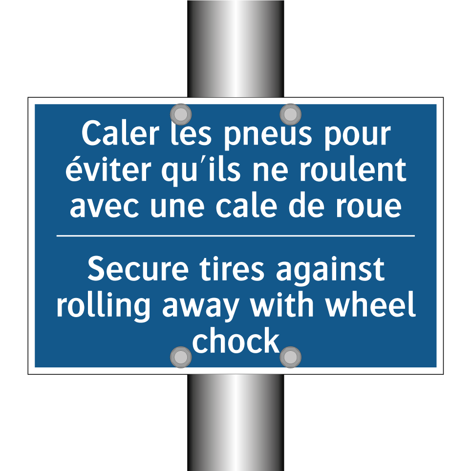 Caler les pneus pour éviter qu'ils /.../ - Secure tires against rolling away /.../