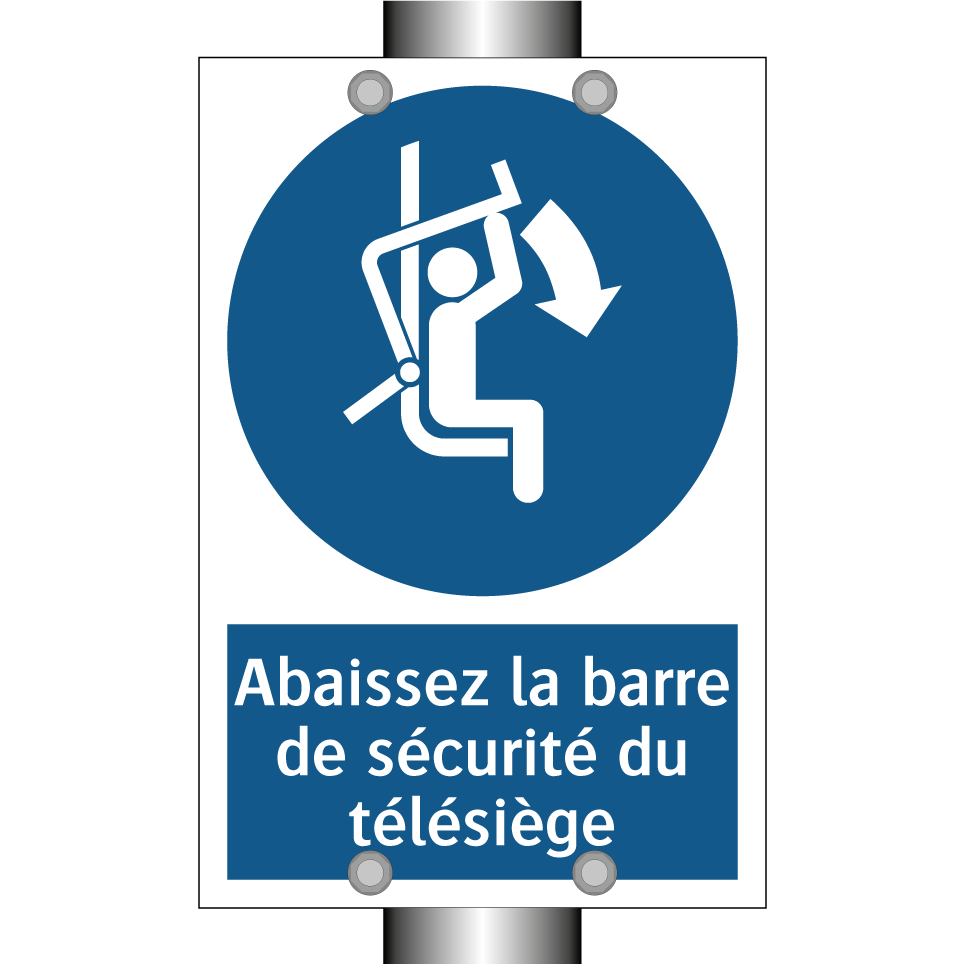 Abaissez la barre de sécurité du télésiège
