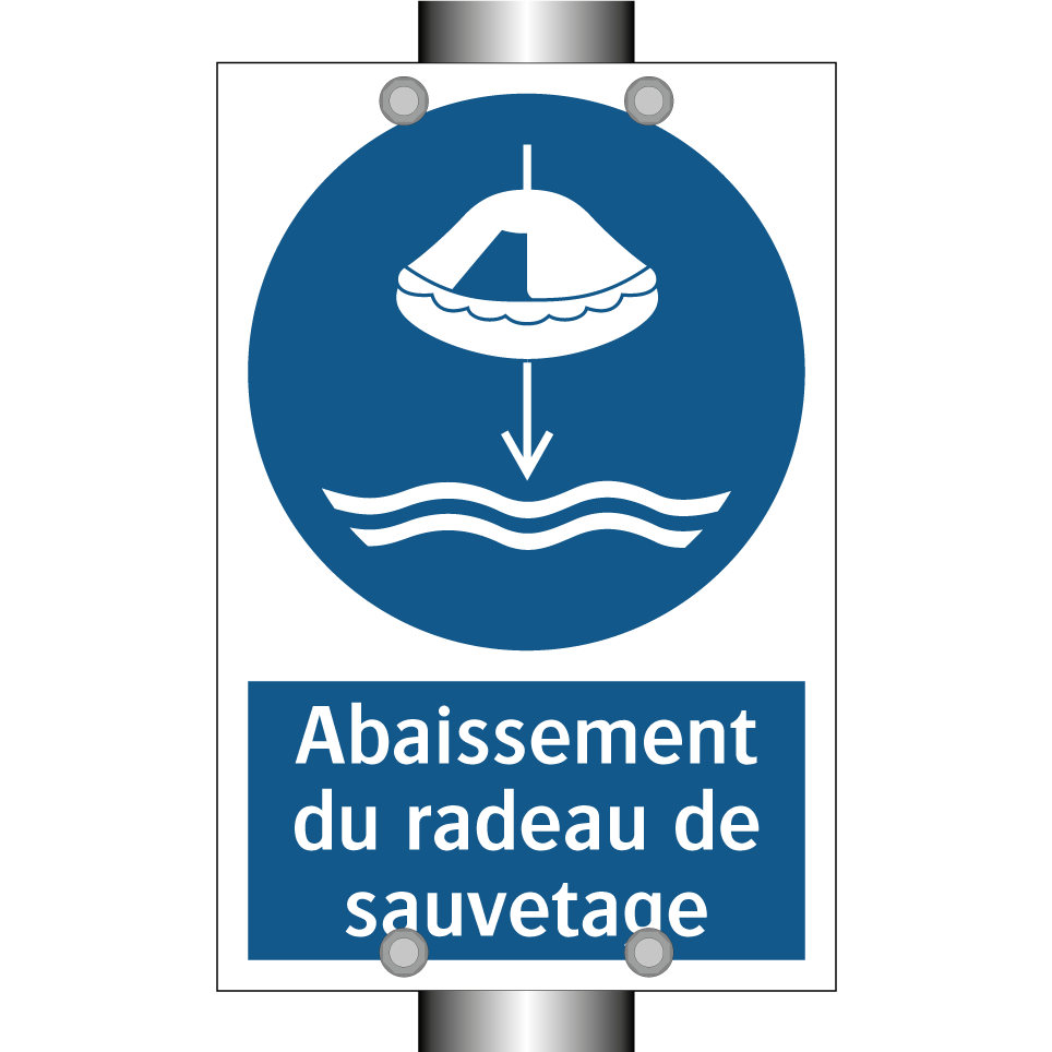 Abaissement du radeau de sauvetage