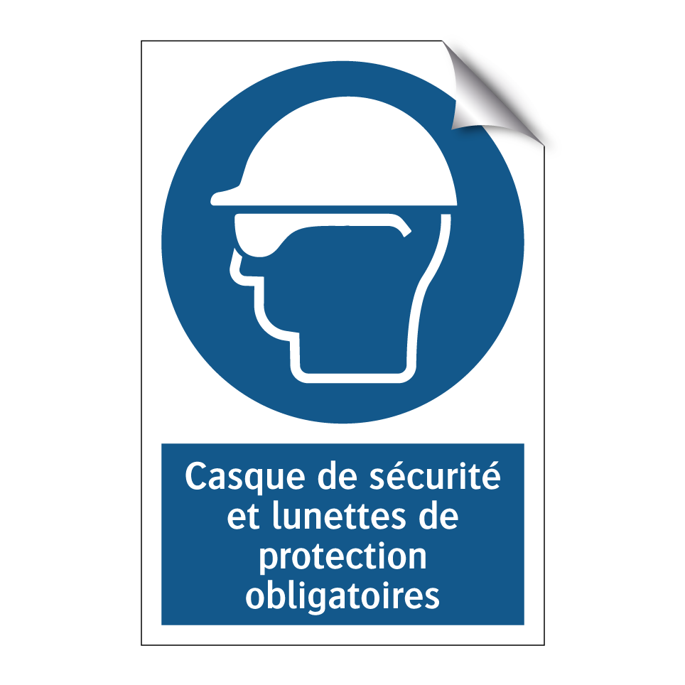 Casque de sécurité et lunettes de protection obligatoires