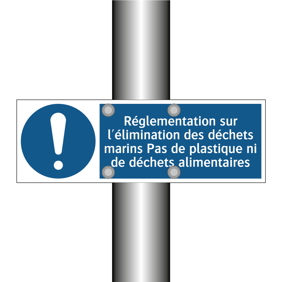 Réglementation sur l'élimination des déchets marins Pas de plastique ni de déchets alimentaires