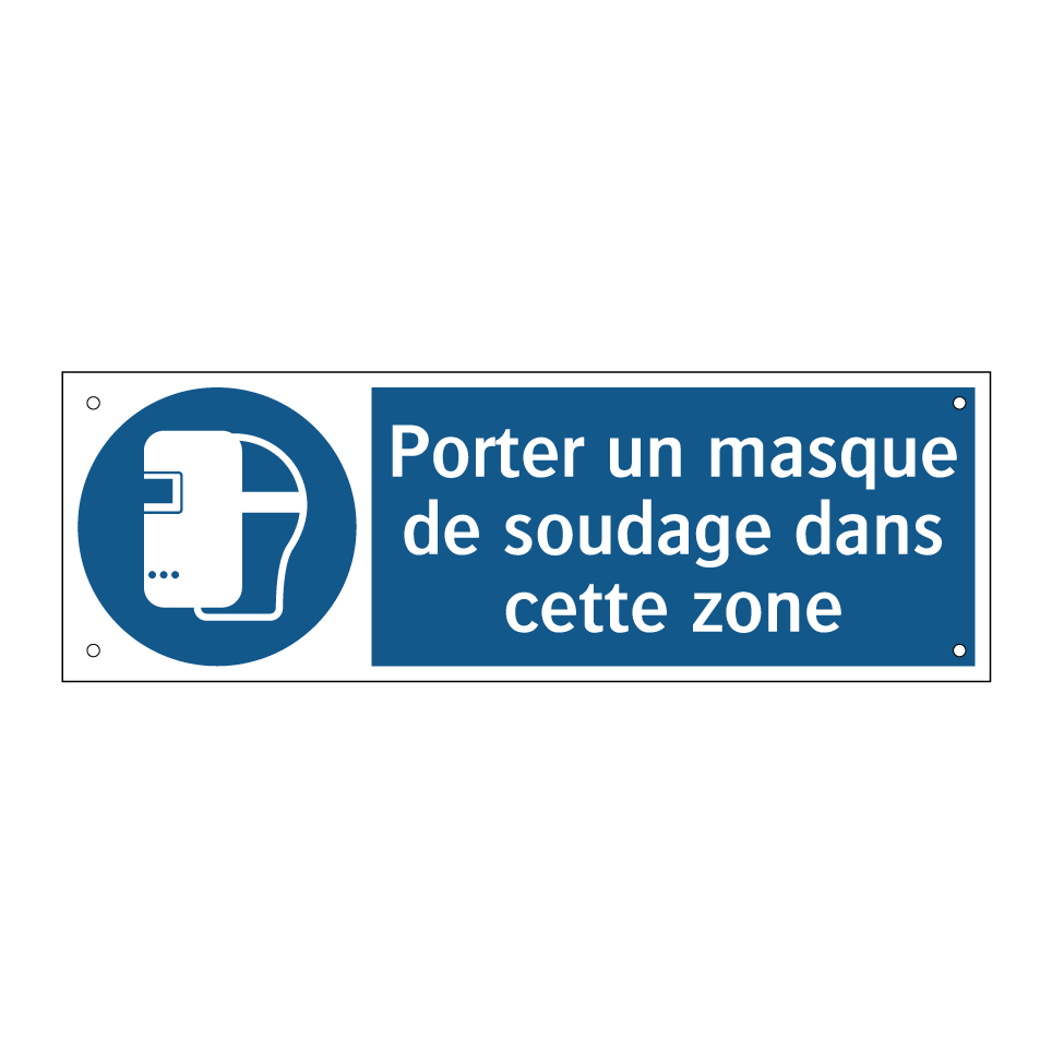 Porter un masque de soudage dans cette zone