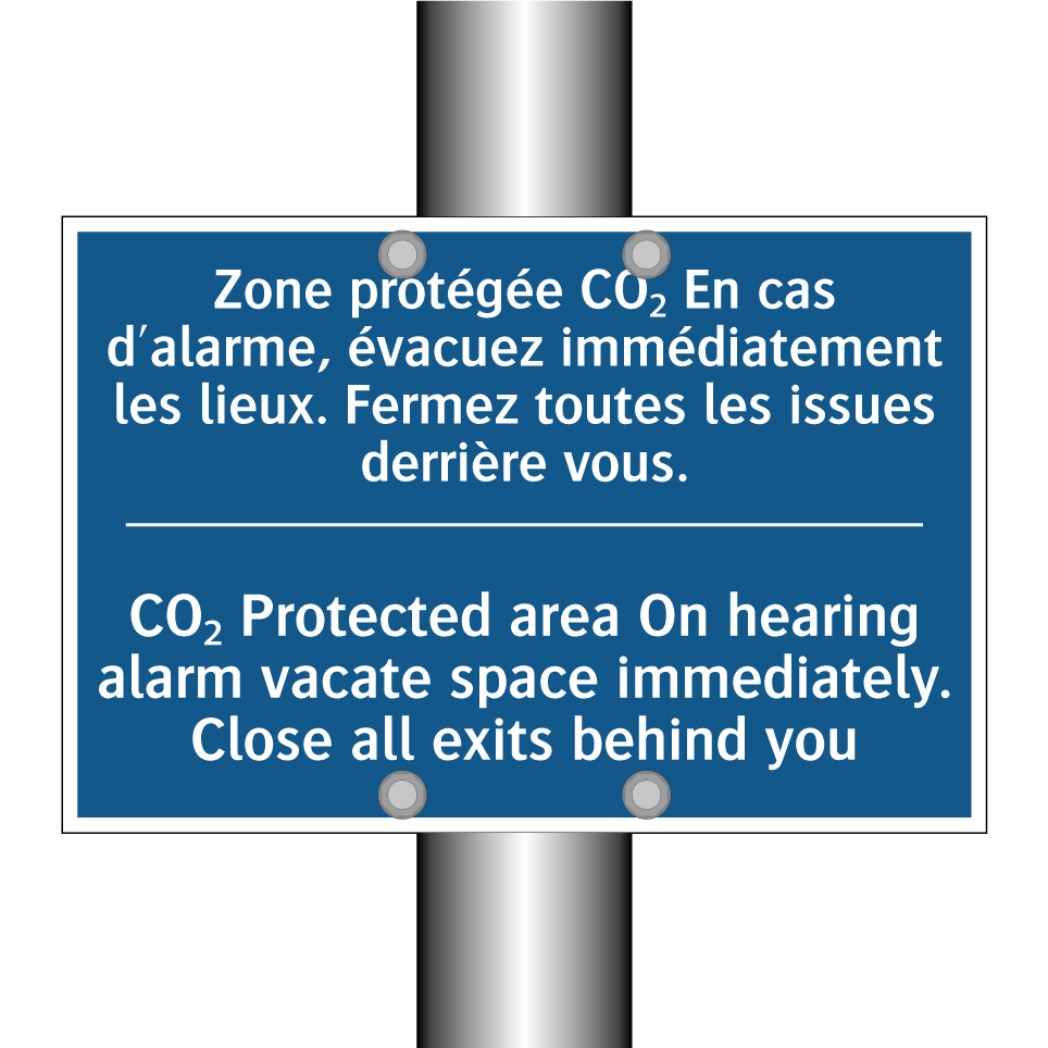 Zone protégée CO₂ En cas d'alarme, /.../ - CO₂ Protected area On hearing /.../