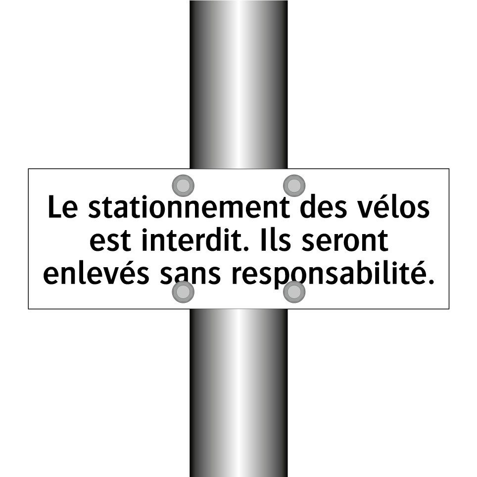 Le stationnement des vélos est interdit. Ils seront enlevés sans responsabilité.