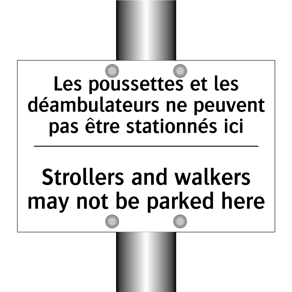 Les poussettes et les déambulateurs /.../ - Strollers and walkers may not /.../