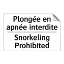 Plongée en apnée interdite - Snorkeling Prohibited