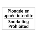 Plongée en apnée interdite - Snorkeling Prohibited
