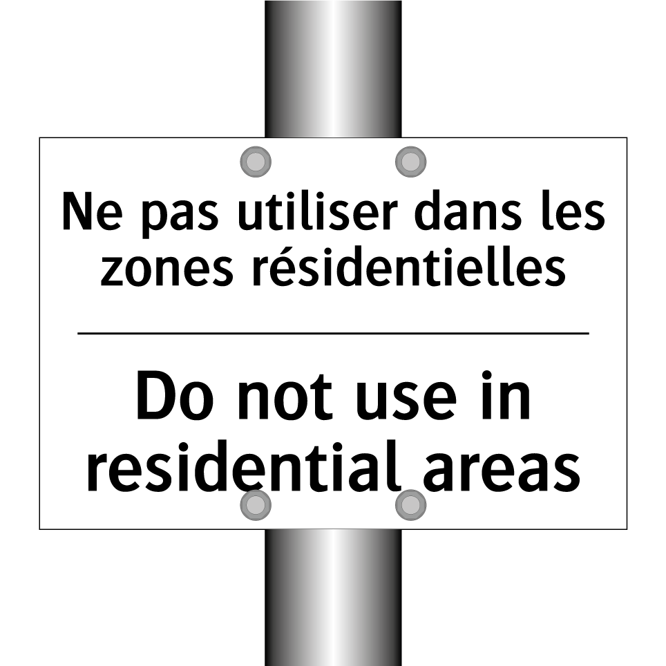 Ne pas utiliser dans les zones /.../ - Do not use in residential areas /.../