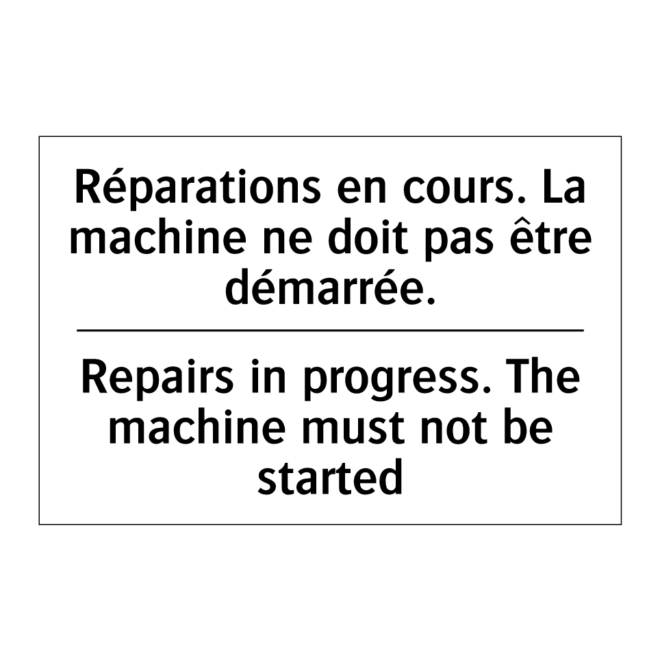 Réparations en cours. La machine /.../ - Repairs in progress. The machine /.../