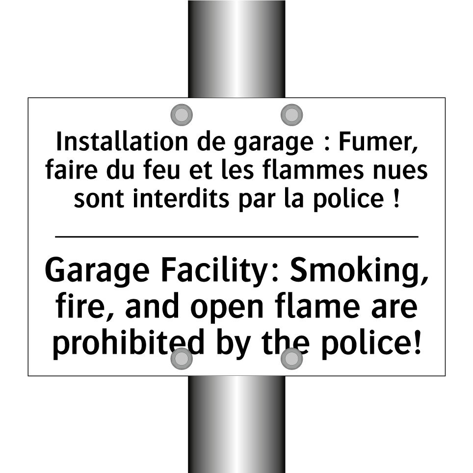 Installation de garage : Fumer, /.../ - Garage Facility: Smoking, fire, /.../