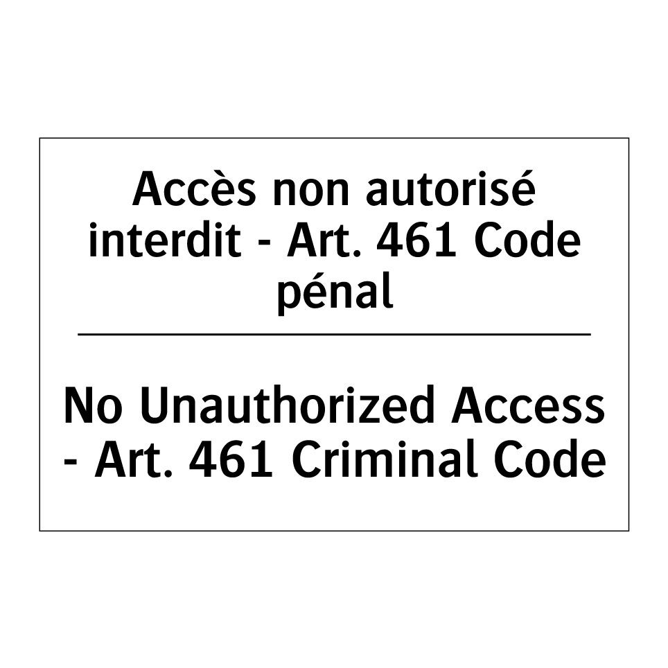 Accès non autorisé interdit - /.../ - No Unauthorized Access - Art. /.../