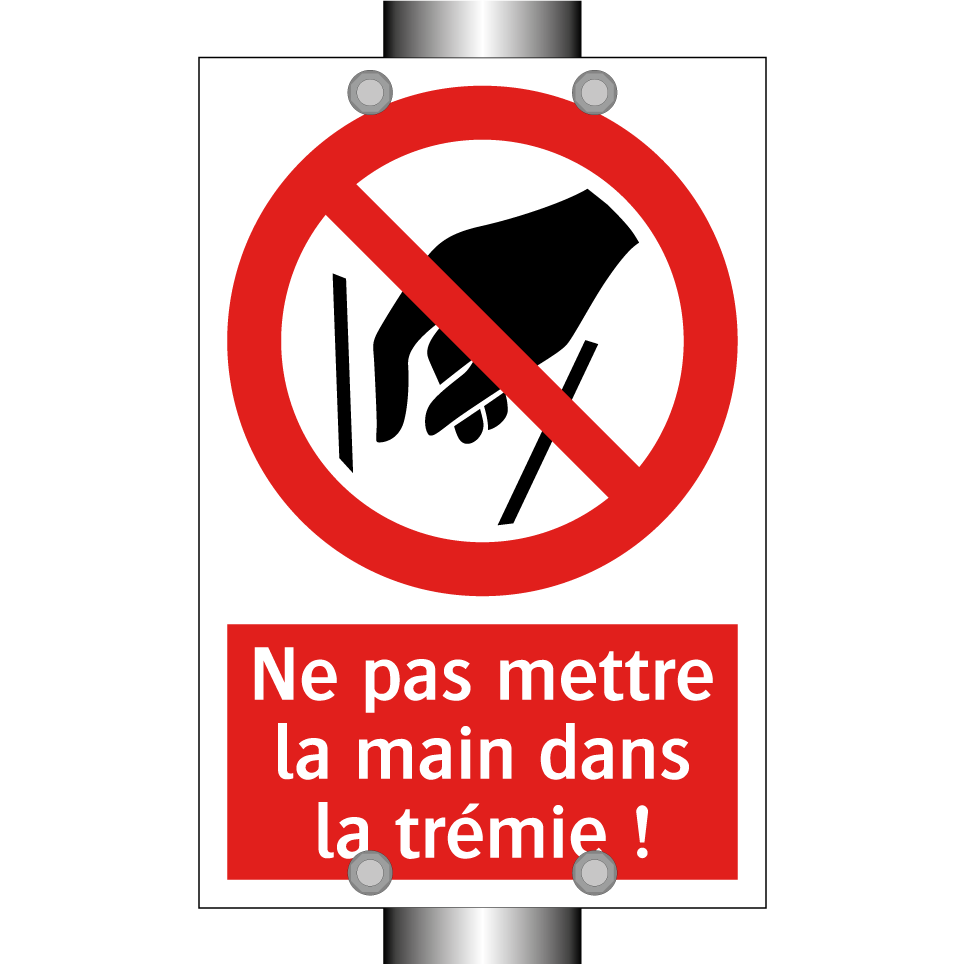 Ne pas mettre la main dans la trémie !