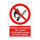 Flamme nue interdite : feu, source d'allumage ouverte et fumer interdits