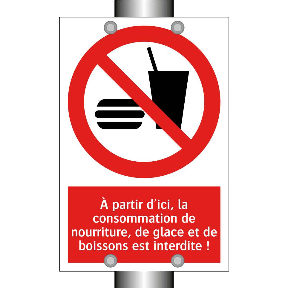 À partir d'ici, la consommation de nourriture, de glace et de boissons est interdite !
