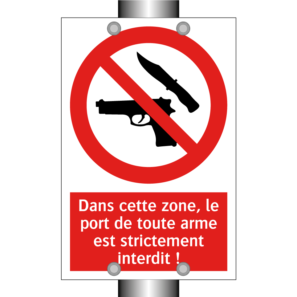 Dans cette zone, le port de toute arme est strictement interdit !