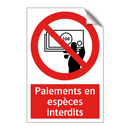 Paiements en espèces interdits