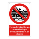 Escalade interdite en raison du risque d'éboulements et de chutes