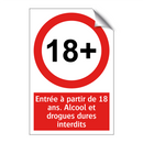 Entrée à partir de 18 ans. Alcool et drogues dures interdits