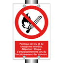 Politique de feu et de tabagisme interdite. Attention ! Risque d'empoisonnement lors du fonctionnement des moteurs.