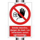 Entrée interdite, danger de mort. Les infractions seront sanctionnées.