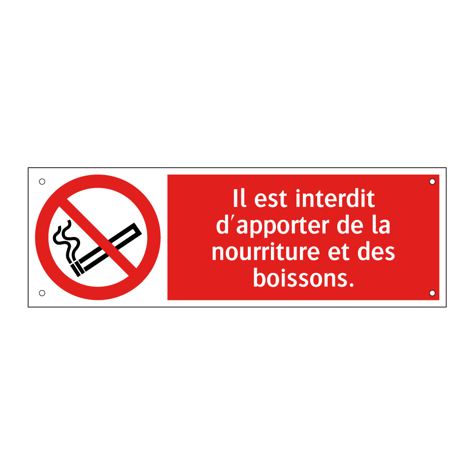 Il est interdit d'apporter de la nourriture et des boissons.