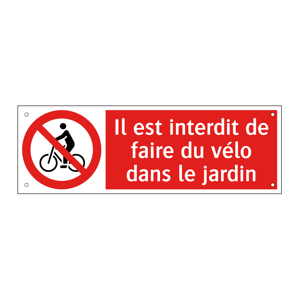 Il est interdit de faire du vélo dans le jardin