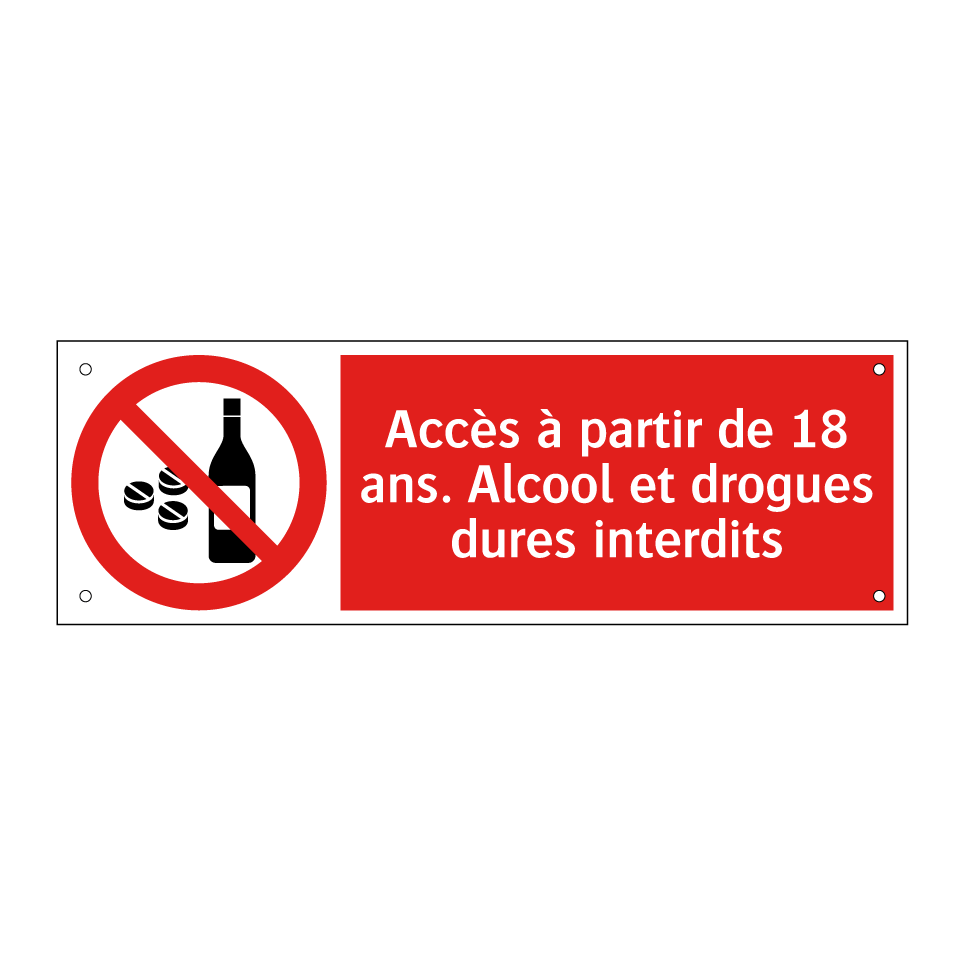 Accès à partir de 18 ans. Alcool et drogues dures interdits