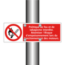 Politique de feu et de tabagisme interdite. Attention ! Risque d'empoisonnement lors du fonctionnement des moteurs.