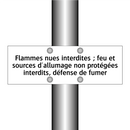 Flammes nues interdites ; feu et sources d'allumage non protégées interdits, défense de fumer