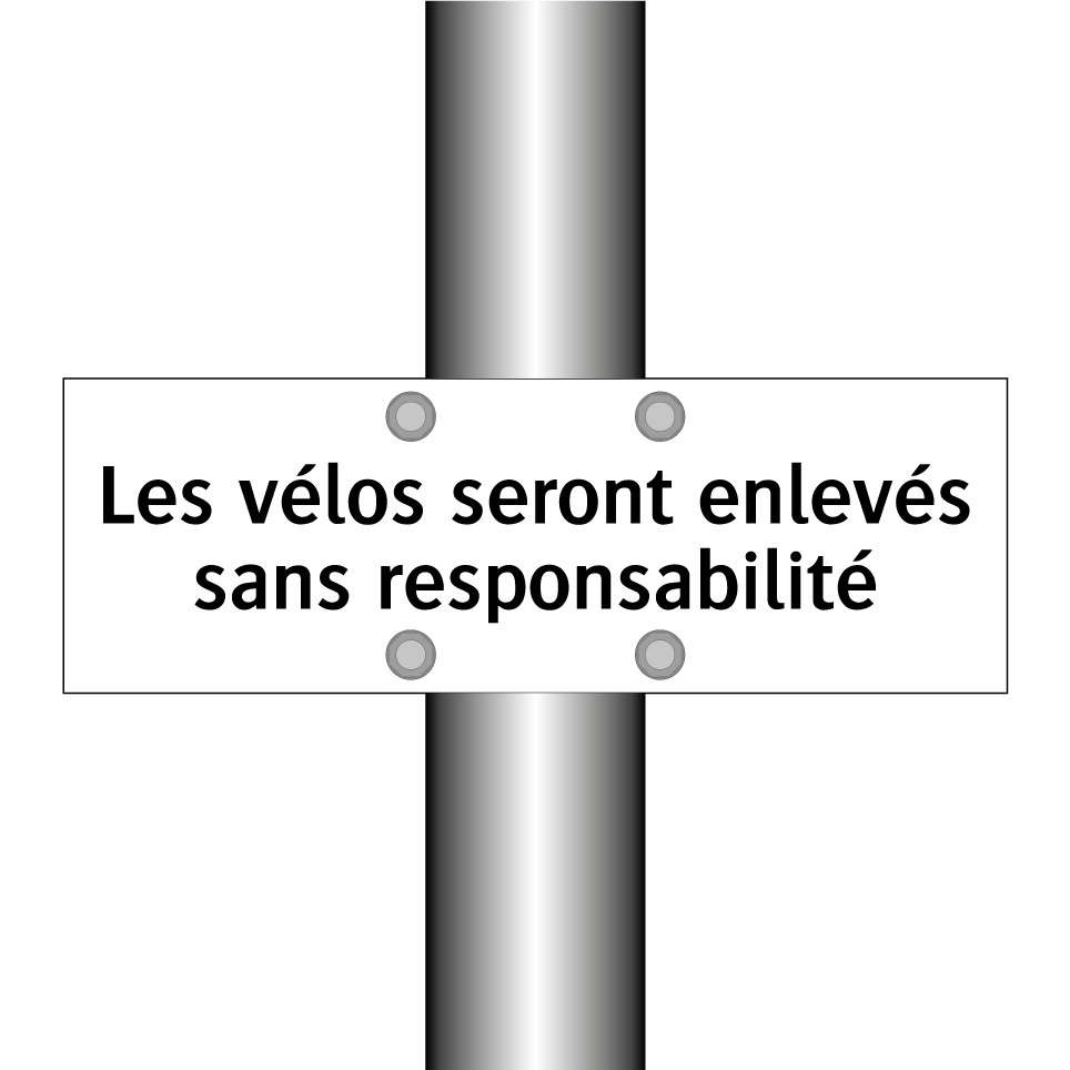 Les vélos seront enlevés sans responsabilité