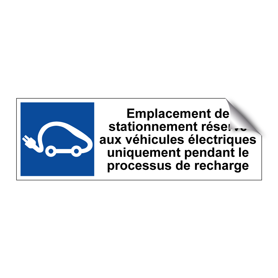Emplacement de stationnement réservé aux véhicules électriques uniquement pendant le processus de recharge
