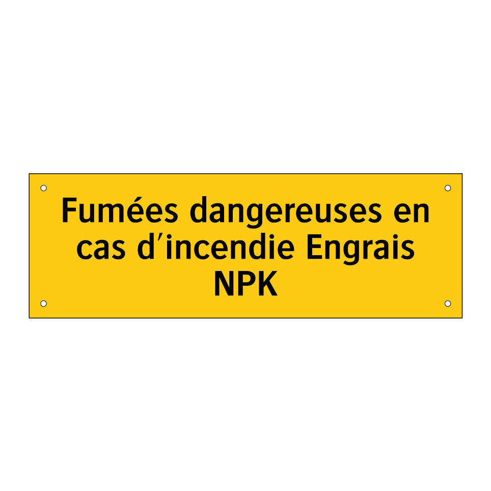 Fumées dangereuses en cas d'incendie Engrais NPK
