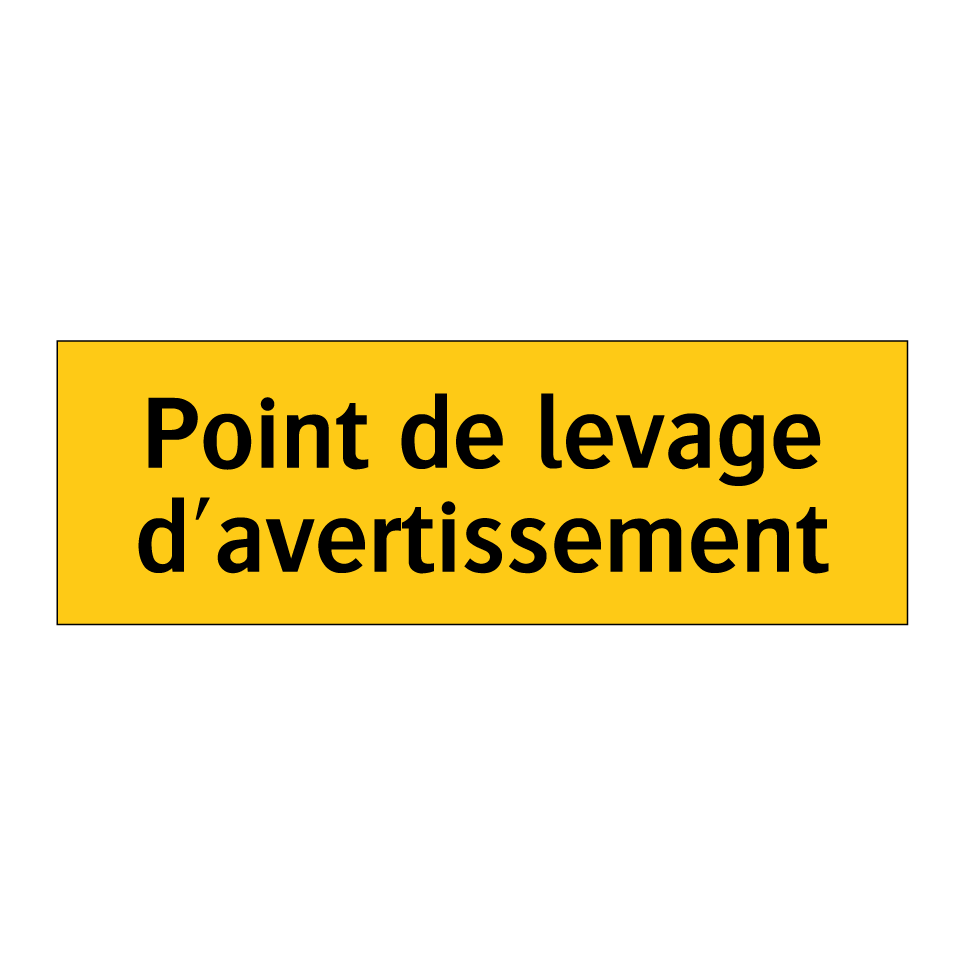 Point de levage d'avertissement