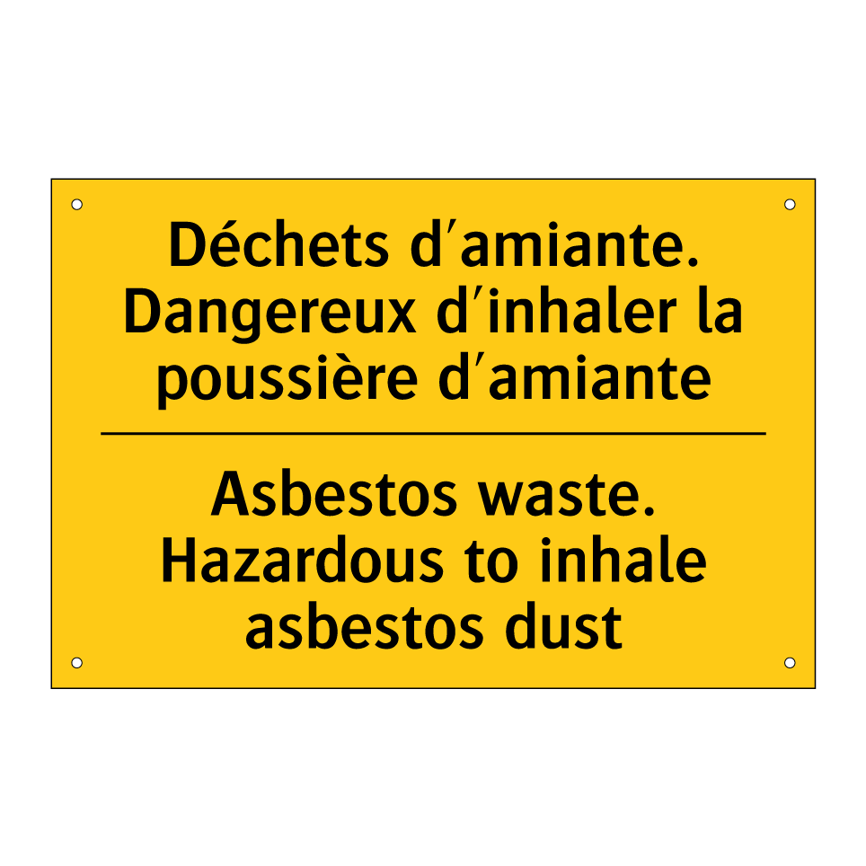 Déchets d'amiante. Dangereux d'inhaler /.../ - Asbestos waste. Hazardous to inhale /.../