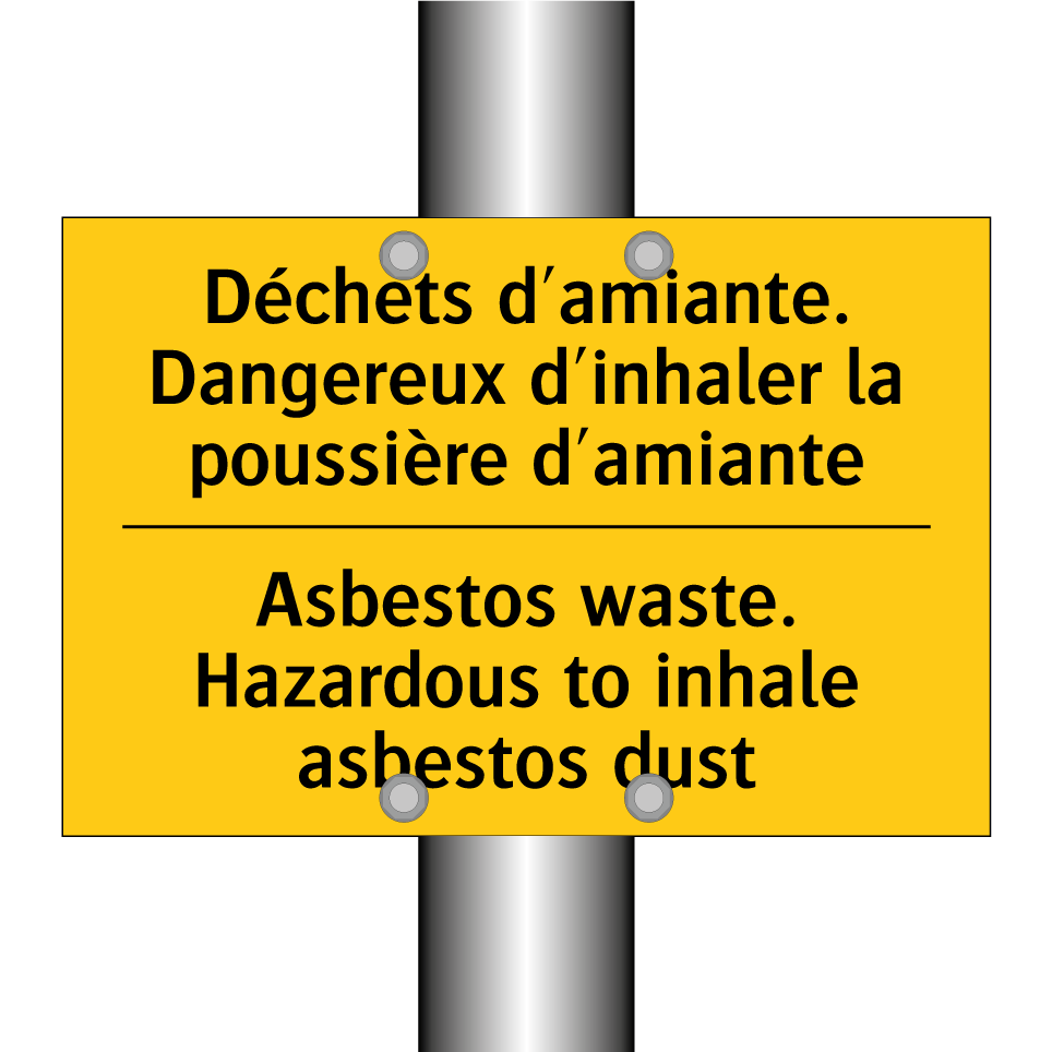 Déchets d'amiante. Dangereux d'inhaler /.../ - Asbestos waste. Hazardous to inhale /.../